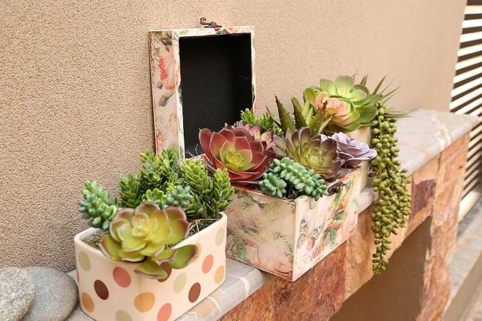 DECOROUS Artificial Succulents Plants Unpotted -14 Pack– Large Fake Succulent Plant Indoor Outdoors – Realistic Faux Cactus Suculentas Bulk for Home DIY Décor – Small Desert Plastic Cacti Succulants