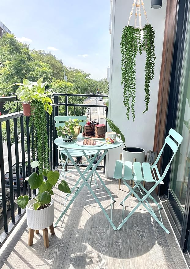 RECUTMS Artificial Succulents Hanging Plants 3pcs Fake Hanging Plants String of Pearls Faux Greenery Wall Plant Spring Summer Indoor Outdoor Home Garden Bookshelf Office Wedding Graduation Party Decor