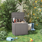 PatioZen 31 Gallon Resin Deck Box, Lockable Patio Outdoor Storage Box for Furniture, Garden Tools and Tools Storage, Waterproof Outside Storage Boxes - Grey