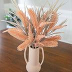 7 PCS Artificial Stems Fake Plants for Spring Summer Decor, 26 in Fake Leaves Greenery Branches Orange Silk Flowers Faux Foliage DIY Stems for Vase Home Kitchen Farmhouse Indoor Table Centerpiece