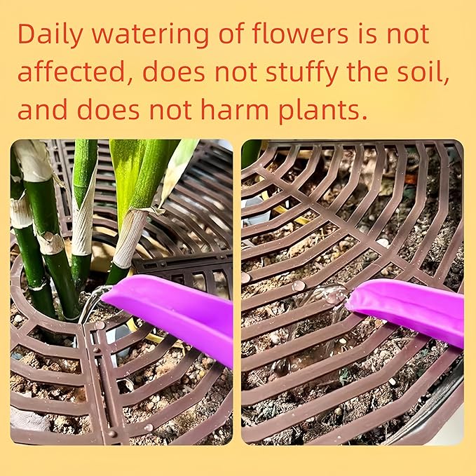 4 Pcs Plant Pot Cover Plant Protector from Animal 30cm/11.8" Plant Pot Grid with Center Cutout Flower Cover Soil Protectors for Plants (Black)