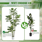 Artificial Rubber Plant 6FT Faux Plants Indoor Fake Rubber Tree with White Planter, Tall Fake Plants Potted Tree Floor Plant in Pot, Artificial Trees for Home Office Room Outdoor Decor