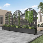 Casaphoria Metal Raised Garden Bed with Trellis and Wheels, 72"x47"x16" Planter Box for Climbing Plants, Vegetables & Vines, Features Drainage Holes and Privacy Screen (Black-Helen)