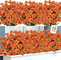 Ouddy Decor 12 Bundles Artificial Fall Flowers for Outdoors Fake Mums Fall Silk Flowers UV Resistant Faux Plastic Plants for Indoor Outdoor Vase Box Garden Porch Window Box Home Autumn Decor, Orange