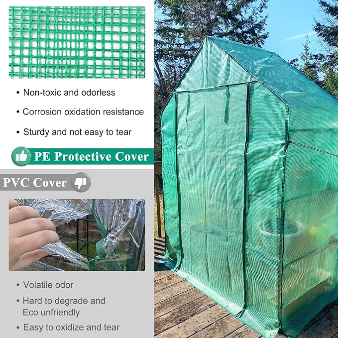 Small Greenhouse for Outdoors,56 x 30 x 76''Mini Walk in Greenhouse, Portable Greenhouse with Roll-up Zipper Entry Door and Anchors for Stability
