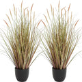 KOL 3ft 2-Pack Artificial Cattail Reed Grass, 35in Artificial Indoor Outdoor Fake Onion Grass, Home Office Wedding Decorative Artificial Plants in Pot Faux Floor Plant Greenery, Pink