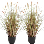 KOL 3ft 2-Pack Artificial Cattail Reed Grass, 35in Artificial Indoor Outdoor Fake Onion Grass, Home Office Wedding Decorative Artificial Plants in Pot Faux Floor Plant Greenery, Pink