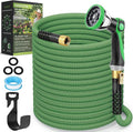 Non-Expandable Garden Hose 50 ft, Ultra Lightweight Flexible Water Hose with 10-Pattern Nozzle, Leak-Proof, High-Density Fabric, Thickened Connector, Shut-Off Valve for Yard, Lawn, Outdoor