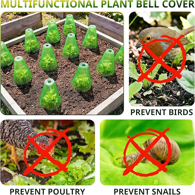 Pack 20 Garden Cloches for Plants, Reusable Bell Plant Cover with Metal Stakes, Plant Protection Cloches for Potted Plants/Seedlings,Protect Plants from Sun,Birds, Frost