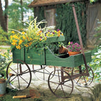 Collections Etc Amish Wagon Decorative Indoor/Outdoor Garden Backyard Planter, Green