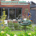 Yiabivo Solar Powered Bird Bath with Fountains for Hummingbirds,Stable Stylish Design with 5-Prong Base Stake Plastic Bird Bath for Outside Lawn Patio Yard Garden