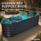 YITAHOME 8x2x2ft Large Raised Garden Bed Kit, 24" Tall 9 in 1Galvanized Metal Planter Box with Gloves and Safety Rubber, Outdoor Above Ground Planters for Plants Vegetables Flowers, Black