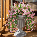 HyeFlora Artificial Flowers for Outdoors Decoration, 2Pcs Pink Fake Hanging Spring Summer Decor, Lifelike Plants, UV & Fading Resistant Flower for Porch Patio Balcony Planter Yard Home Garden