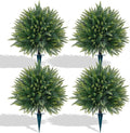 Yangrass 4PCS Artificial Cedar Topiary Ball Trees 23" for Outdoors with Ground Spike, UV Resistant Artificial Cypress Trees, Evergreen Shrubs Bushes Faux Plants for Front Porch Garden Backyard