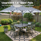 SUPERJARE 13FT Outdoor Umbrella for Patio, Double sided Pool Umbrellas with Fade Resistant Canopy, Large Table Umbrella for Deck, Market, Backyard - Blue & White Stripe