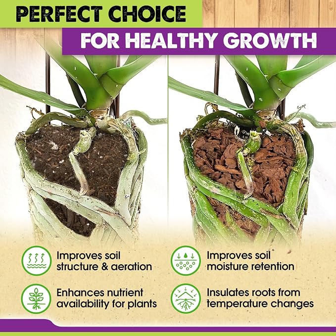 DUSPRO Orchid Bark Bulk for Plants, Optimal Texture Bark for Orchids Potting, Ideal Wood Chips for Plants (2 Quart)