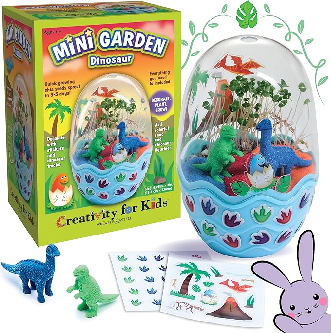 Creativity for Kids Mini Garden Dinosaur: Terrarium Kit for Kids - Dinosaur Crafts for Boys, Dinosaur Toy and Science Kit for Kids, Easter Basket Stuffers (Ages 6+)