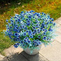 SHareconn 24 Bundles Artificial Flowers for Outdoors Decoration, Faux Plants Fake Silk Colorful Daisy Eucalyptus Lavender, UV Resistant for Outside Home Porch Patio Indoor Spring Decor, Blue