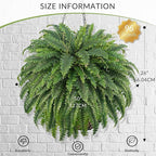 50" Artificial Boston Ferns, Fake Bush Plants, Large Faux Ferns with 96 Fronds for Outdoors Home Decor
