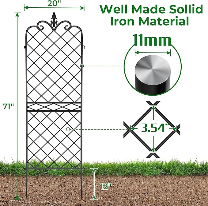 Amagabeli Garden Home 4 Pack Trellis for Climbing Plants Outdoor 71”x20” Heavy Duty Rustproof Wall Metal Decoration Large Trellis for Potted Plants Support Trellis for Roses Vegetable Black