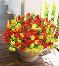 HyeFlora Artificial Flowers for Outdoors Fake Plants Outside Decoration, 12 Bundles Silk Colorful Morning Glory with Eucalyptus UV Resistant Realistic Faux Flowers for Planter Porch Patio Yard Garden