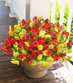 HyeFlora Artificial Flowers for Outdoors Fake Plants Outside Decoration, 12 Bundles Silk Colorful Morning Glory with Eucalyptus UV Resistant Realistic Faux Flowers for Planter Porch Patio Yard Garden