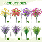 Der Rose 24 Bundles Fake Flowers Spring Artificial Flowers for Outdoors, UV Resistant Silk Flowers for Garden Patio Porch Farmhouse Home Decor (Colourful)