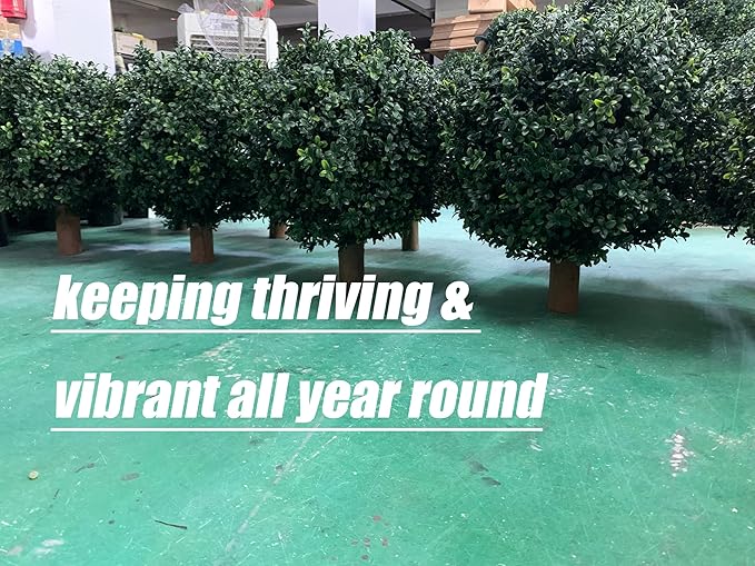 kyesyes Artificial Boxwood Ball Bush 27" Tree UV Resistance Rated with Spike. Easy to Push in The Ground.Plant Looks Great in a Planter Anywhere. Indoor/Outdoor Decor 2 Pack