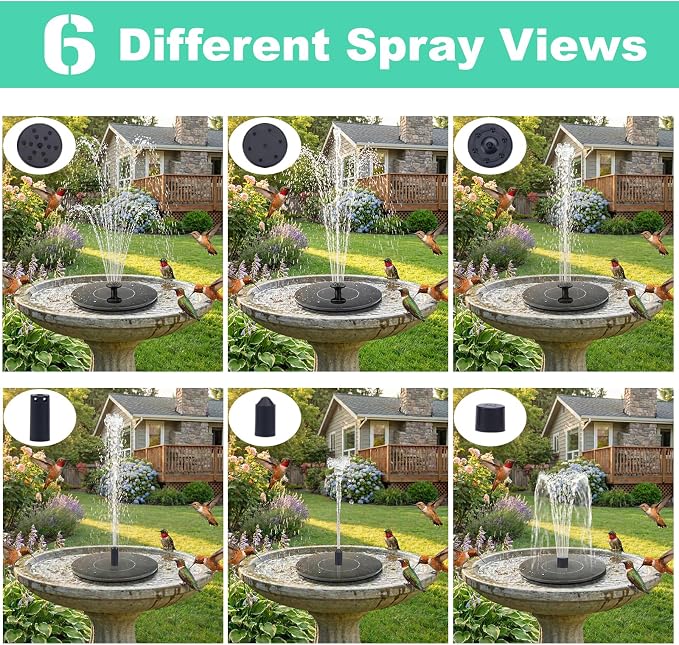 Yeomi Solar Fountain, Floating Solar Water Pump for Bird Bath, Outdoor Water Fountain No Battery or Electricity Needed, Easy to Use for Garden, Pond, Patio
