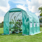 Outdoor Greenhouse with Screen Door,Outside Heavy Duty Walk in Green House for Garden Plants UV Protection Thermostatic Waterproof 10x7x7 FT