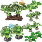 GOZILLA Silk Fish Tank Plants,Reptile Artificial Plant,Reptile Plants for Terrarium,Aquarium Decorations Accessories Set,Resin Driftwood Artificial Silk Aquarium Plant for Fish Tank.(11PCS/D-Set)