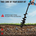 4"X25" Auger Drill bit for Planting,Double Blade Heavy Duty Garden Auger Post Hole Digger-3/8 Hex Drive Drill, for Planting Bulb & Bedding Plant
