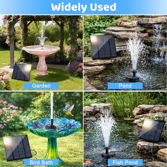 Yeomi Solar Pump for Fountain, 1.8W Outdoor Solar Water Pump with Separate Solar Panel & 9.84Ft Cable, Built-in Filter, Solar Water Fountain for Garden Patio Pond Decoration