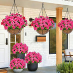 TURNMEON Artificial Geraniums Flowers for Outdoors Summer Decoration, 4 Bundles Fake Flowers Silk Pink Flowers UV Resistant No Fade Faux Plants for Planter Gardens Table Porch Indoor Cemetery Decor