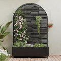 Casaphoria Metal Raised Garden Bed with Trellis and Wheels, 72"x47"x16" Arched Planter Box for Climbing Plants, Vegetables & Vines, Features Drainage Holes and Privacy Screen (Black-Shine)