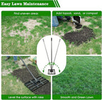 Lawn Leveling Rake 30x10 inch, Heavy Duty Ground Leveler for Soil, Sand, Effortless Smooth Use & Easy Assembly Stainless Steel Landscape Rake for Backyard, Garden, Golf Course, Black