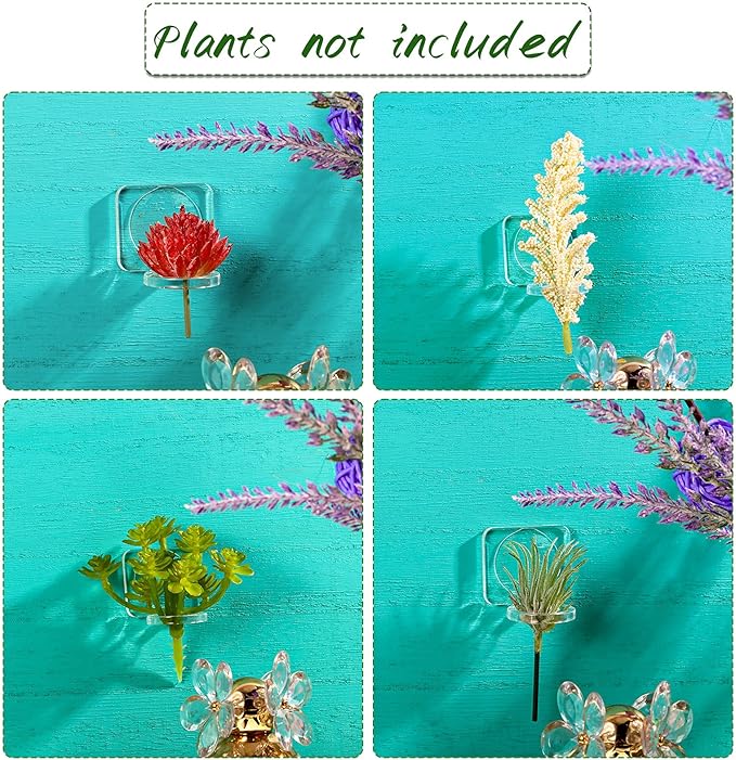 Jetec 24 Pcs Acrylic Air Plants Holder Hanger with Mounting Tape for Hanging Air Plants on Glass Display Home Decoration
