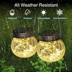 Kolpop 4 Pack Hanging Solar Lights for Outside, Cracked Glass Solar Lanterns Lights Outdoor Waterproof ,30 LED Hanging Globes Lights for Christmas Decoration, Shepherd Hook, Warm White