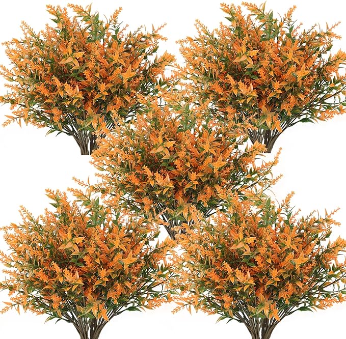 RECUTMS Fall Decoration for Home, Artificial Plants Spring Artificial Fall Flowers for Outdoors UV Resistant Artificial Plants Outdoor Artificial Flowers for Outdoors in Pots(Salmon)
