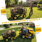 Sekey 1600 lbs Heavy Duty Steel Garden Cart for Farm & Construction, 12 Cu.Ft. Extra-Large Utility Wagon with Removable Sides, 2-in-1 Towable Handle, 13" Rubber Tires, Black