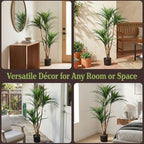Pure Garden Artificial Tree - 51-Inch Tropical Yucca Plant with Rubber Leaves and Natural Trunk for Living Room, Bedroom and Office - Faux Plants