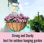LaLaGreen Hanging Baskets for Plant Outdoor (20 Inch, 2 Pack) Extra Large Black Metal Wire Hanging Planter with Coco Liner Round Flower Pot Holder Hanger Deck Porch Modern Garden Balcony Country Decor