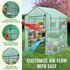 Greengro Greenhouse, 57 x 57 x 76'' Greenhouses for Outdoors, Durable Green House Kit with Window, Thicken PE Cover, 3 Tiers 8 Shelves, Heavy Duty Walk in Green Houses for Indoor Backyard Outside