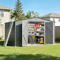 10 x 12FT Sheds & Outdoor Storage, Grey Metal Waterproof Storage Shed with Door and Lock Outdoor Shed,All-Weather Shelter for Bike, Gardening Tools, Lawn Mowers