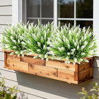16 Bundles Artificial Plants Outdoor, UV Resistant Fake Lavender & Monkey Grass, Realistic Plastic Faux Plants for Balcony, Patio, Porch Greenery Decor, Planter Filler(White)