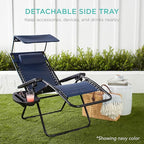 Best Choice Products Folding Zero Gravity Outdoor Recliner Patio Lounge Chair w/Adjustable Canopy Shade, Headrest, Side Accessory Tray, Textilene Mesh - Sage Green