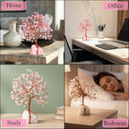 Rose Quartz Crystal Tree for Love & Healing Décor for Home and Office | Handmade Bonsai for Emotional Support & Harmony as Symbol of Piece for Loved Ones Gift for her