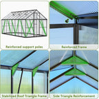 Wanan 8x16FT Greenhouses for Outdoors, Quick Assembly Green House with UV Protection, Heavy Duty Windproof Aluminum Frame, Adjustable Roof Vent for Backyard or Outdoor Garden Use