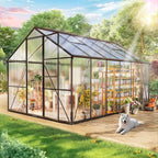 Wanan 8x12FT Greenhouses for Outdoors, Quick Assembly Green House with UV Protection, Heavy Duty Windproof Aluminum Frame, Adjustable Roof Vent for Backyard or Outdoor Garden Use