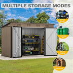 DWVO 9 x 4' Outdoor Storage Shed, Large Metal Tool Sheds, Heavy Duty Storage House with Lockable Doors & Air Vent for Backyard Patio Lawn to Store Bikes, Tools, Lawnmowers, Brown